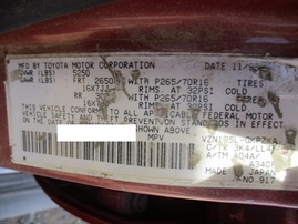 1997 TOYOTA 4RUNNER LIMITED BURGUNDY 3.4L AT 4WD Z16323